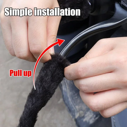 Winter Motorcycle Handlebar Warm Grip Covers – Simulated Plush Thick Gloves for Scooters & Universal Hand Warmer Protection