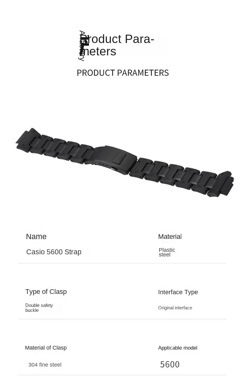 Black Red Lightweight Composite Plastic Steel Watch Band for Casio GW-B5600, DW5600MS, DW6900, GA2100 – Durable Replacement Strap Bracelet