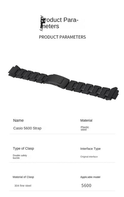 Black Red Lightweight Composite Plastic Steel Watch Band for Casio GW-B5600, DW5600MS, DW6900, GA2100 – Durable Replacement Strap Bracelet