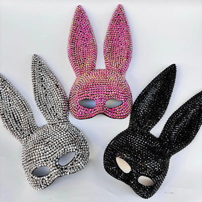 Halloween Sequin Rabbit Mask Costume – Masquerade Animal Cosplay Prop for Party, Performance, Comic Con & Drama Stage Wear