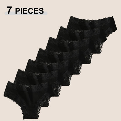 7PCS Women’s Lace Panties Set - Seamless Brazilian Low Rise G-String Cotton Lingerie Soft Underwear S-XL