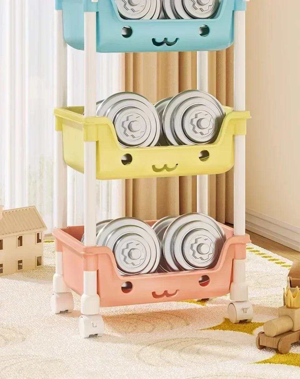 4 Layer Toy Storage Trolley & Bookshelf - Kids Organizer, Snack Rack, Bathroom & Kitchen Storage