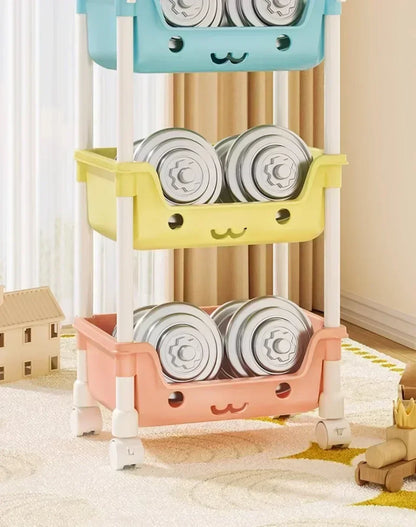4 Layer Toy Storage Trolley & Bookshelf - Kids Organizer, Snack Rack, Bathroom & Kitchen Storage
