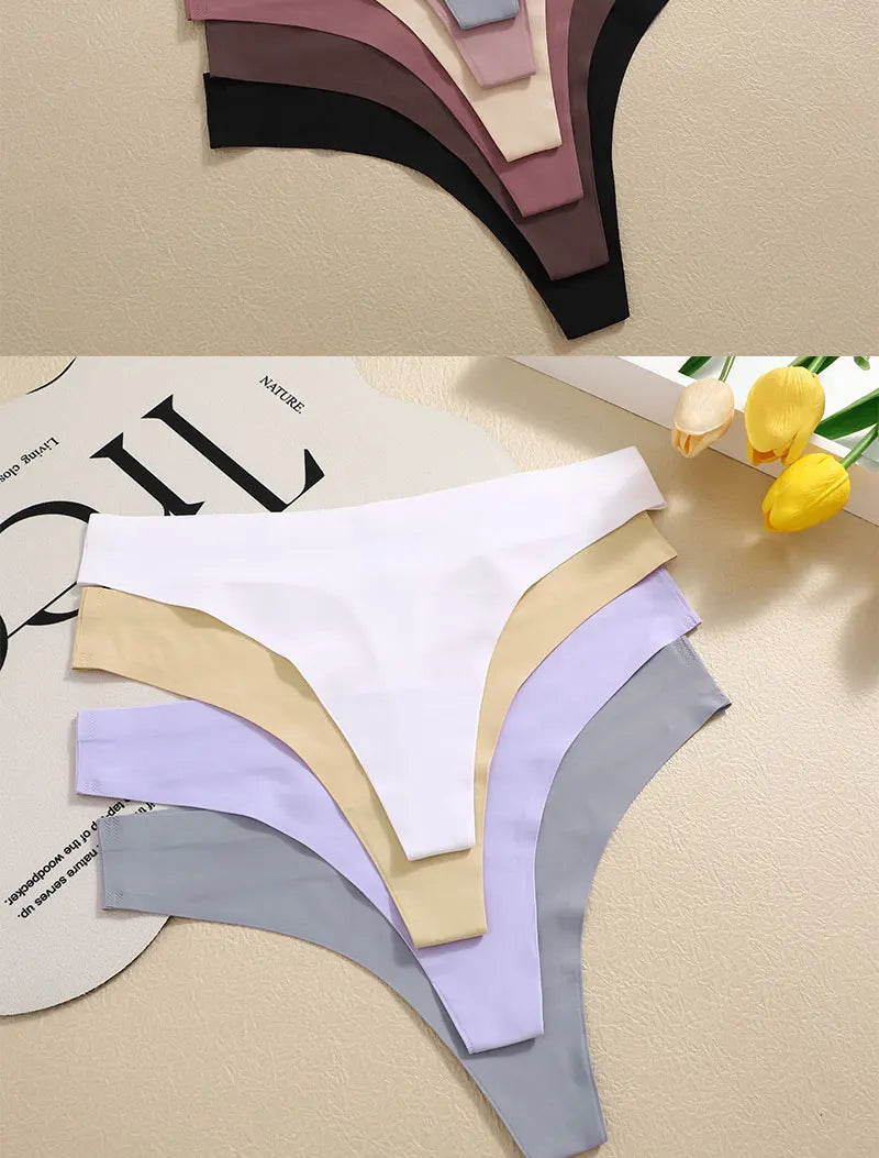 3PCS Sexy G-String Underwear Set – Breathable Seamless Low Waist T-Back Bikini Panties for Women, S-XL Sizes