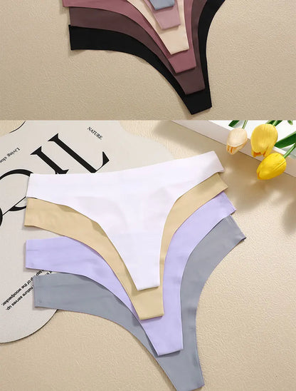 3PCS Sexy G-String Underwear Set – Breathable Seamless Low Waist T-Back Bikini Panties for Women, S-XL Sizes
