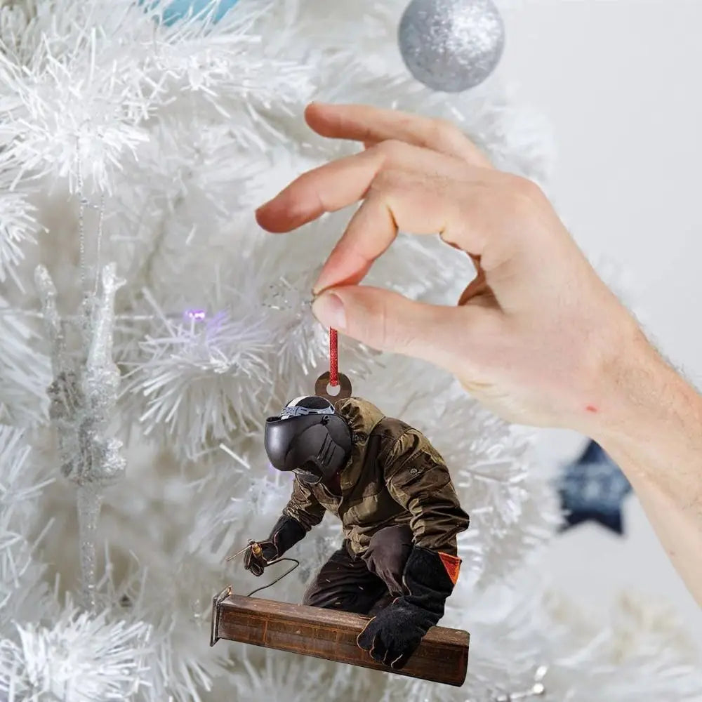 Acrylic Christmas Welder Ornament – Cartoon Tree Hanging Decoration for Car Mirror or Holiday Crafts