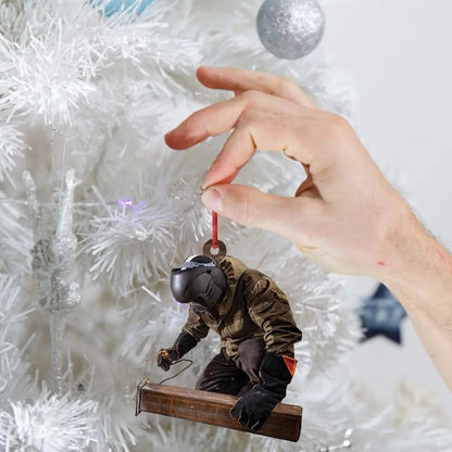 Acrylic Christmas Welder Ornament – Cartoon Tree Hanging Decoration for Car Mirror or Holiday Crafts