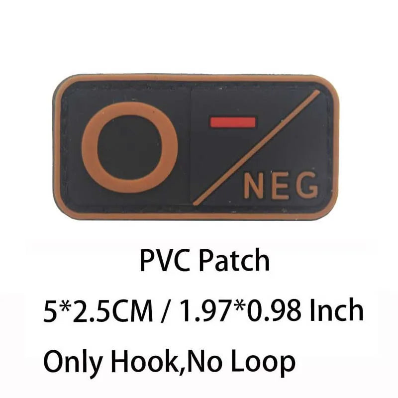 PVC Blood Type Hook Patch - A B AB O Positive Negative Military Tactical Badge for Backpack & Outdoor Gear