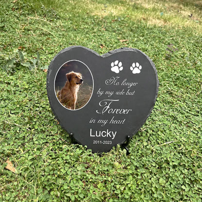 Personalized Pet Memorial Stone – Custom Dog Grave Marker Plaque with Photo & Name for Garden Slate