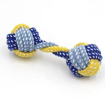 Durable Dog Chew Toy: Carrot Knot Rope Ball for Puppy Teeth Cleaning - Braided Cotton Rope Dumbbell for Bite-Resistant Fun
