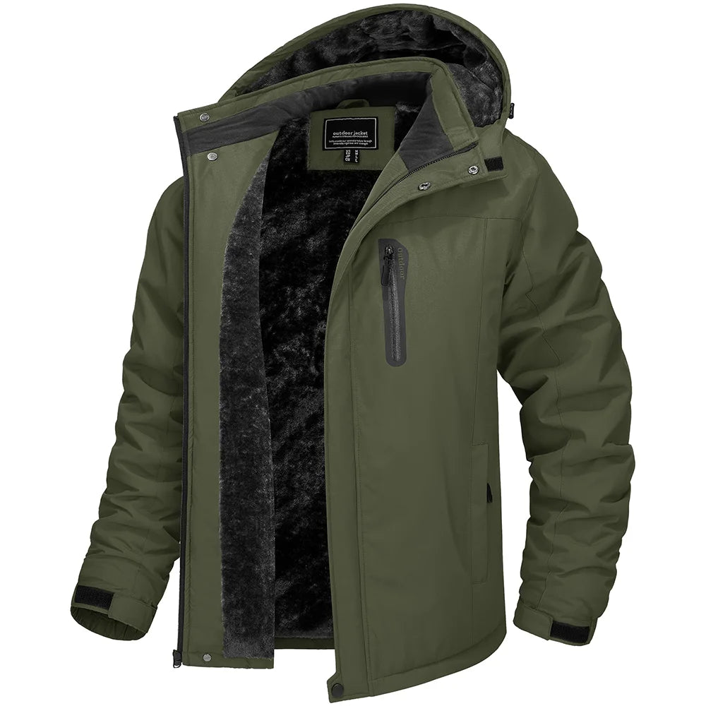 TACVASEN Winter Fleece Jacket for Men - Waterproof Hiking Skiing Outdoor Trekking Windbreaker Parka