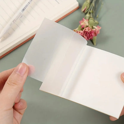 50 Sheets Transparent Waterproof Sticky Notes – Self-Adhesive Memo Pads for School & Office Use, Clear Stationery Notepad Supplies