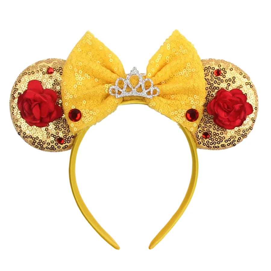 Mickey Mouse Ears Headband with Bow – Sequin Candy Cosplay Costume Party Accessory for Girls & Women, Christmas Gift