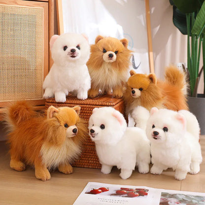 Realistic Pomeranian Plush Toy - Cute Soft Stuffed Puppy for Kids, Girls, Xmas Gifts & Home Decor