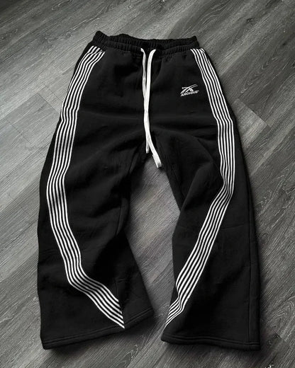 American Y2K Gothic Hip Hop Sweatpants for Men – Retro Double Layer Baggy Joggers with Elastic Waist