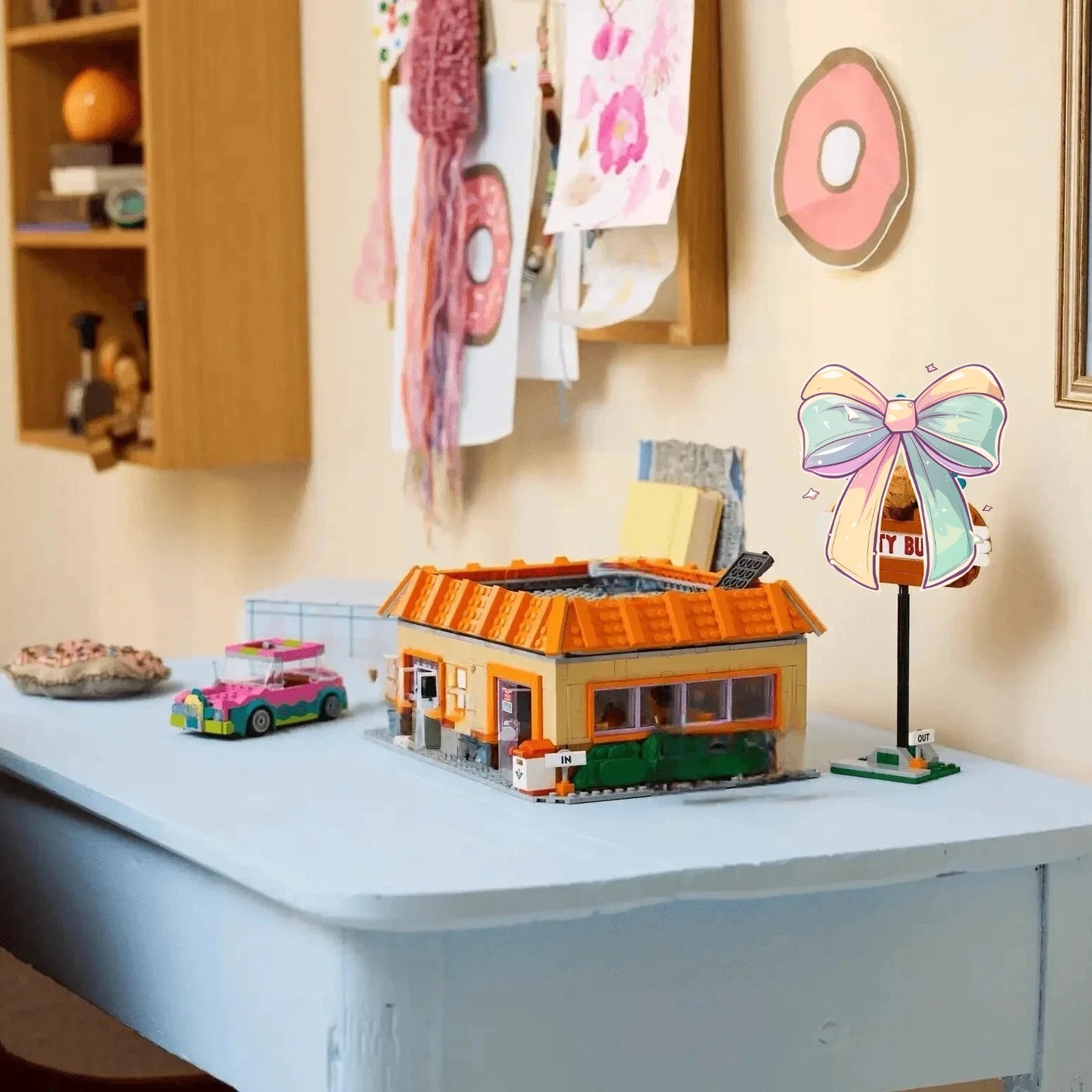 2025 MOC 1635-Piece Burger Restaurant Building Blocks Set – City Street View Creative Toy for Children’s Gifts