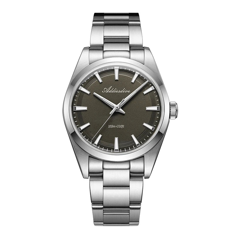 ADDIESDIVE 36MM Men's Stainless Steel Quartz Watch — Luxury Bubble Mirror Glass, 100M Waterproof Timepiece AD2066