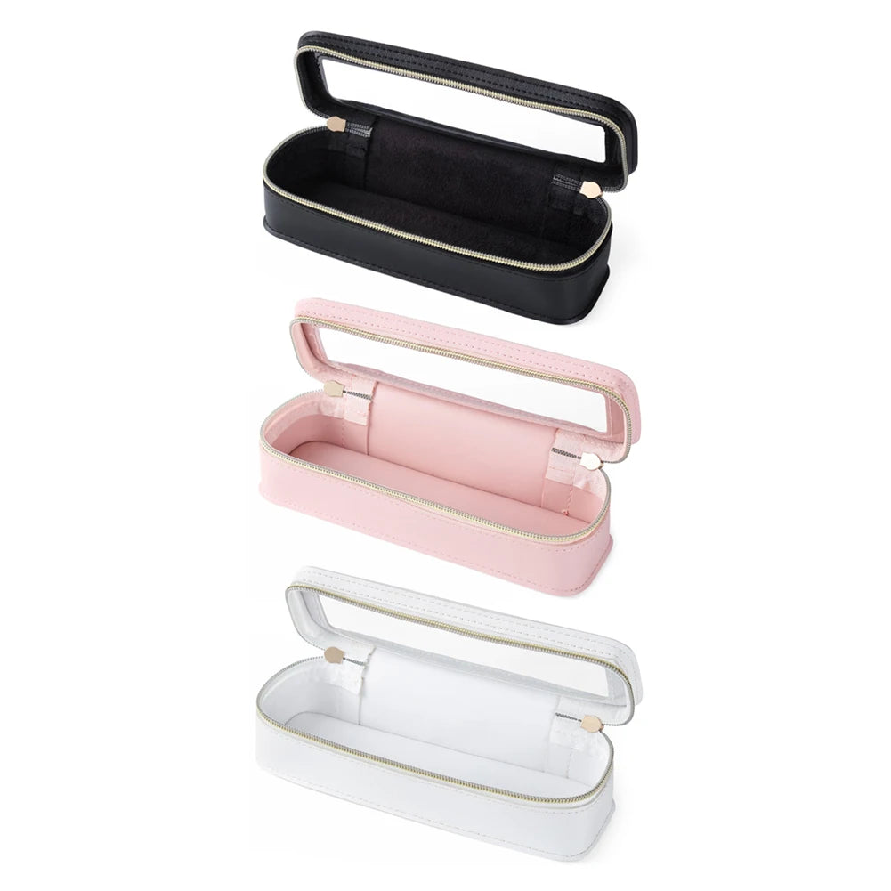 Women’s PU Transparent Makeup Brush Bag – Dual Zipper Travel Cosmetic Brush Holder Case