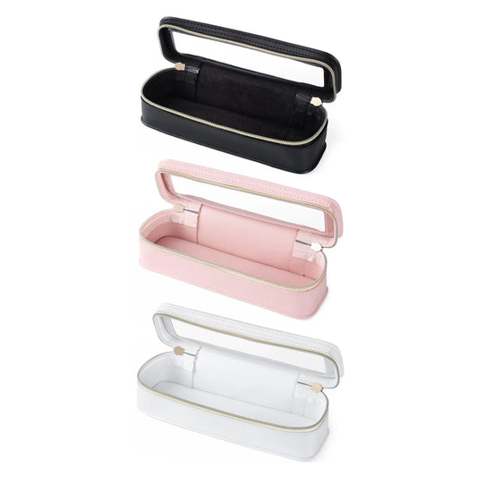 Women’s PU Transparent Makeup Brush Bag – Dual Zipper Travel Cosmetic Brush Holder Case