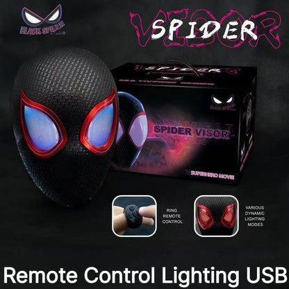 Miles Spider-Man 1:1 Electronic Mask - Moving Glowing Eyes with Ring Control for Cosplay & Collectors