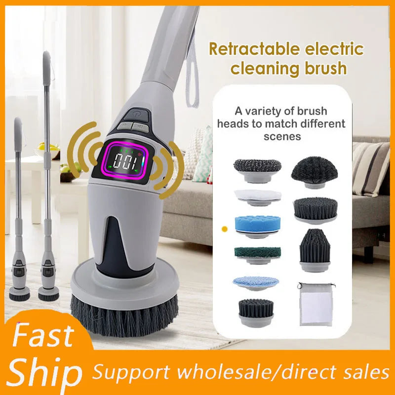 10 in 1 Electric Cleaning Brush – Multifunctional Bathroom & Toilet Brush with Voice Announcement