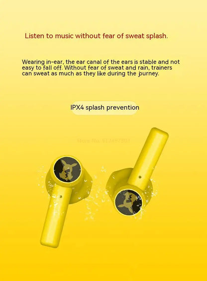 Pokémon Pikachu Wireless Bluetooth 5.0 Earphones – Noise Reduction Sport Headphones with Touch Control & Mic, Universal Gift