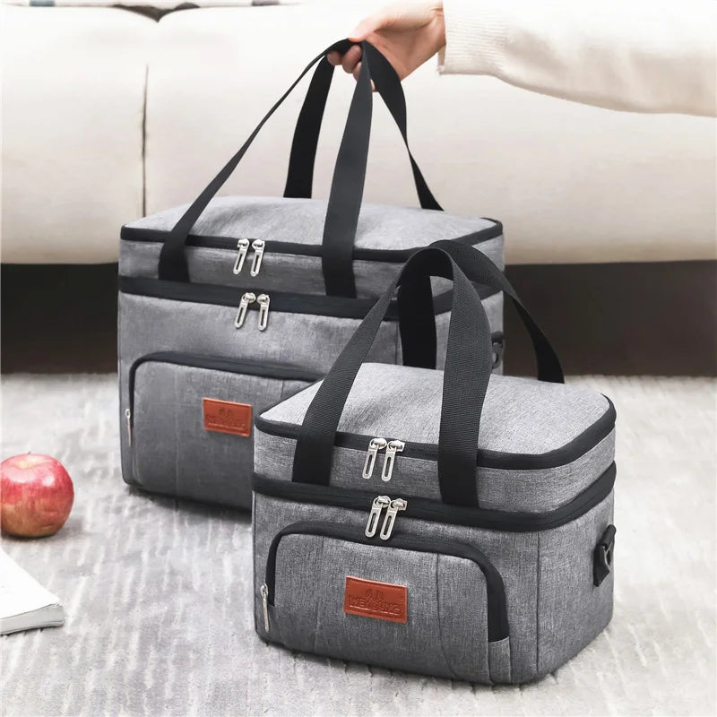 Multifunctional Double Layer Cooler Lunch Bag – Large Capacity Tote with Shoulder Strap for Travel, Picnic & Daily Use