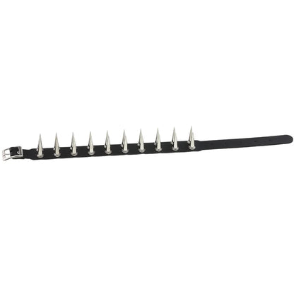 Long Spiked Choker Collar – Black PU Leather Punk Goth Necklace for Women & Men, Cosplay Jewelry Accessory