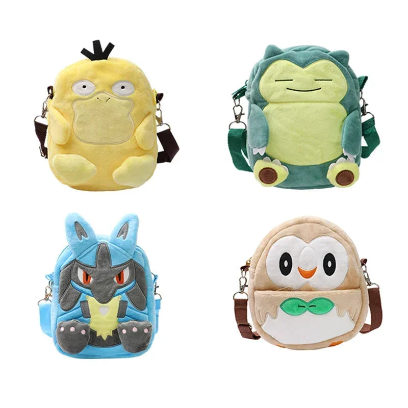Gengar Mimikyu Snorlax Rowlet Lucario Charmander Plush Backpack — Pokémon Anime Shoulder Bag Toy Doll
