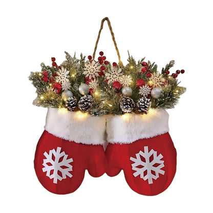 2025 Christmas Glove-Shaped Artificial Flower Garland Wreath — Window & Door Holiday Decoration