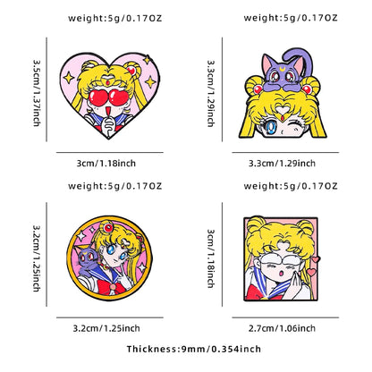 Sailor Moon Heart Enamel Pins - Cartoon Metal Brooch Badges for Backpacks & Clothing