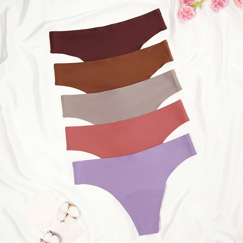 New Design Seamless Low Waist Leak-Proof Menstrual Thong Panties – 4 Layer Washable, Light Flow Period Underwear for Women