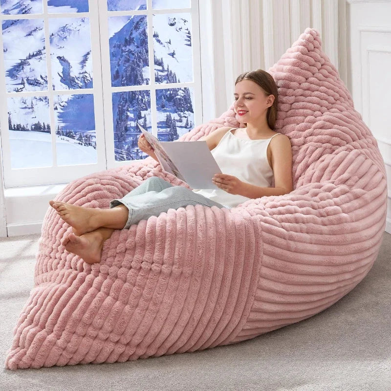 OTAUTAU Faux Fur Bean Bag Cover - 140x180cm Soft Plush Pillowsac No Filler