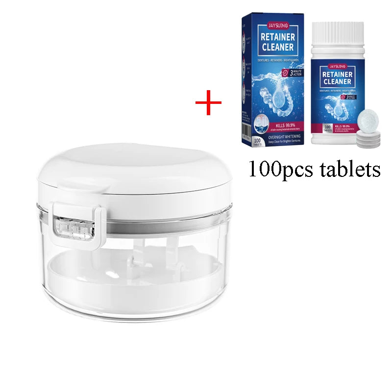 2-in-1 Multi-Layer Denture Case – Complete Denture Bath & Cleaning Cup for Retainer Care