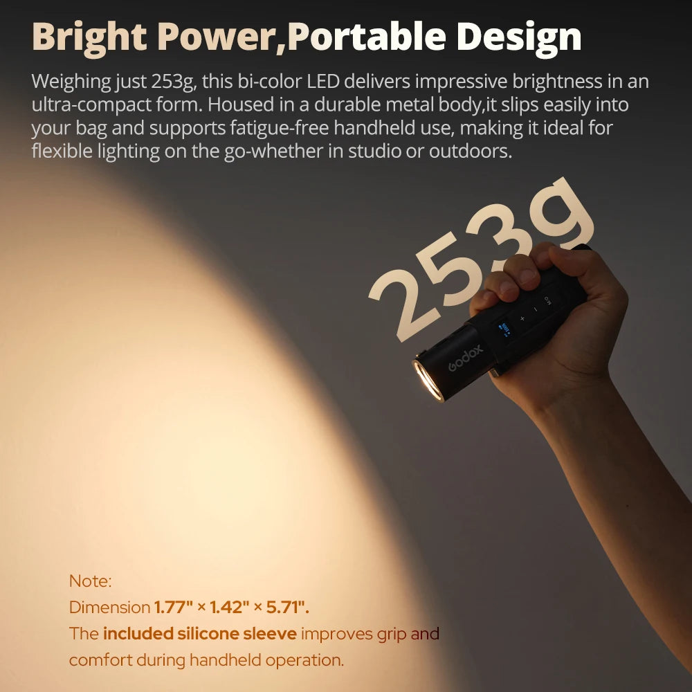 Godox FL15Bi Bi-Color LED Video Light - 2800K–6500K Portable Handheld Light with 11 FX Effects for Photography & Vlogging