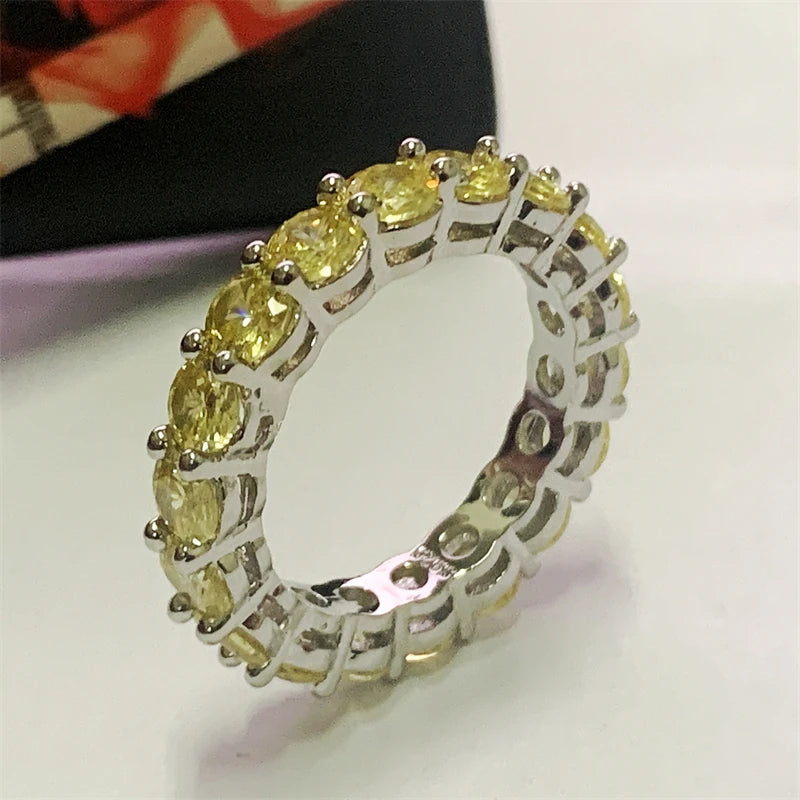 925 Sterling Silver Eternity Band Ring - CZ Diamond Promise Engagement Wedding Jewelry for Women & Men