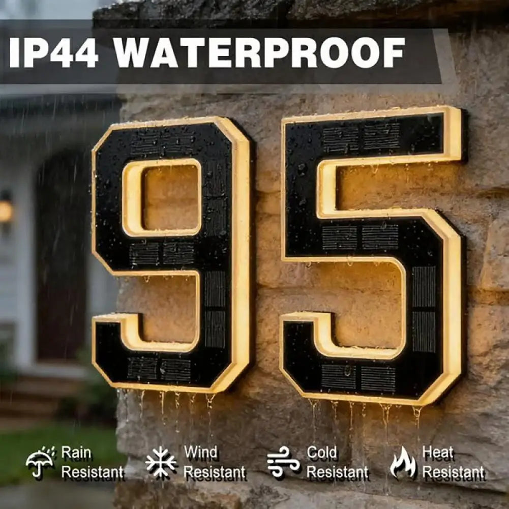 9-Inch Solar House Number Sign - LED Backlit Waterproof Address Plaque with Auto On/Off & No-Drill Installation