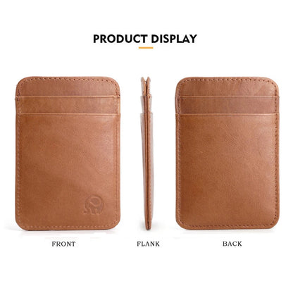 Style & Function: 100% Genuine Leather Thin Card Wallet - Men's Bus Card Holder, Credit Card Case, Cash Change Pack, Business ID Pocket