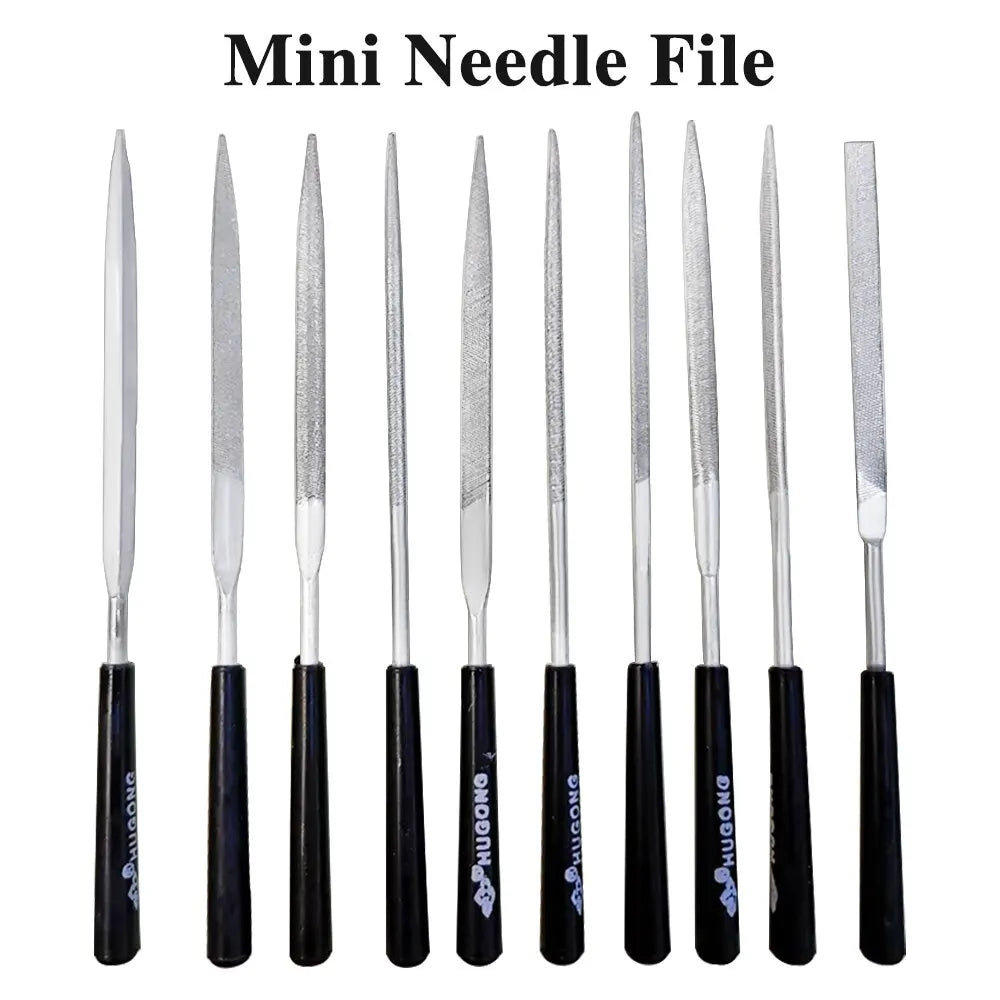 10pcs Diamond Mini Needle Files - 140mm Small Steel Files for DIY Woodworking, Metal, Glass, Stone, and Jewelry Polishing