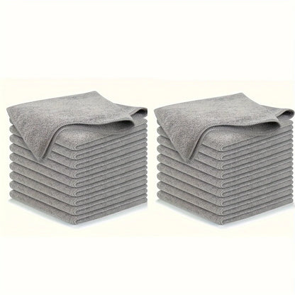 5/10/20pcs Light Gray Kitchen Towels – Ultra-Fine Fiber Cleaning Cloths, Soft, Absorbent & Stain-Removing Set