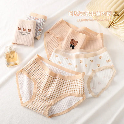 5-Piece Cotton Panties Set – Strawberry Bear Cartoon Girls’ Briefs, Sexy Women’s Underwear & Lingerie