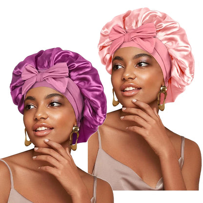 New Satin Sleeping Hat for Women – Stretchy Tie Band, Adjustable Night Shower Cap, Hair Head Cover Bonnet Turban