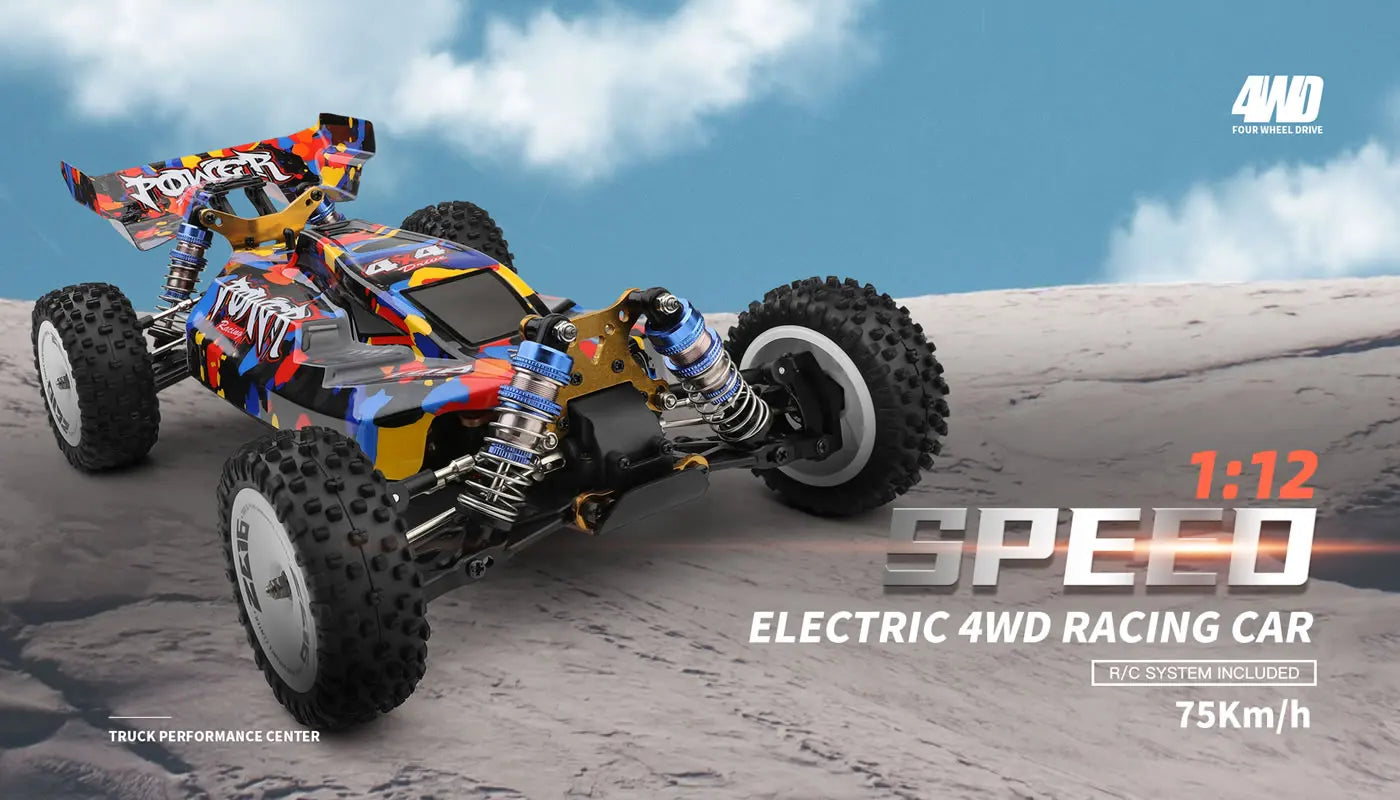 New WLtoys 124007 1/12 Brushless RC Car — 4WD 75KM/H Off-Road Drift with 2.4G One-Hand Remote, Racing Toy for Kids & Boys Gift