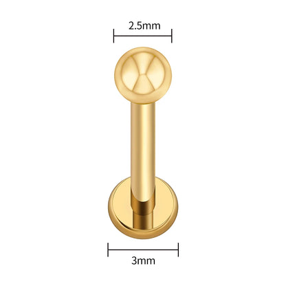 ASTM F136 Titanium Labret Stud Earrings – Threadless Push Pin Nose, Tragus, Cartilage & Helix Piercing Jewelry 16G/18G