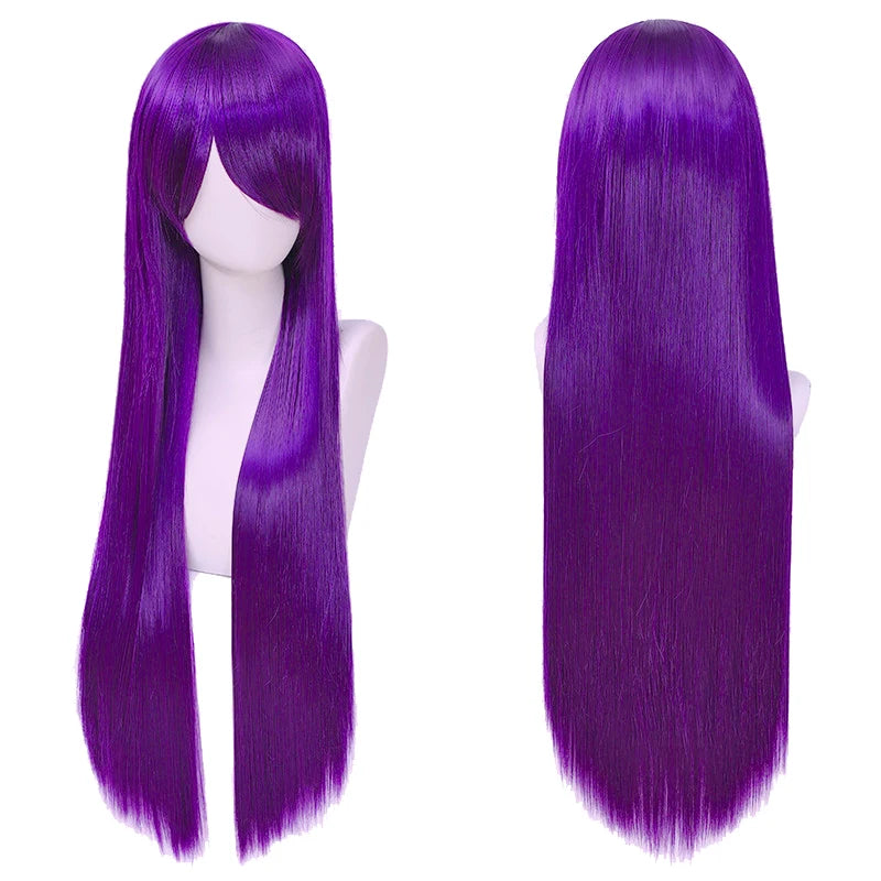 80cm Long Cosplay Wig - Synthetic Straight Hair with Bangs for Lolita Anime Costume Party Styling
