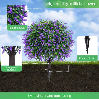 Artificial Lavender Tree - UV-Resistant Faux Greenery Plant for Garden & Porch Decor