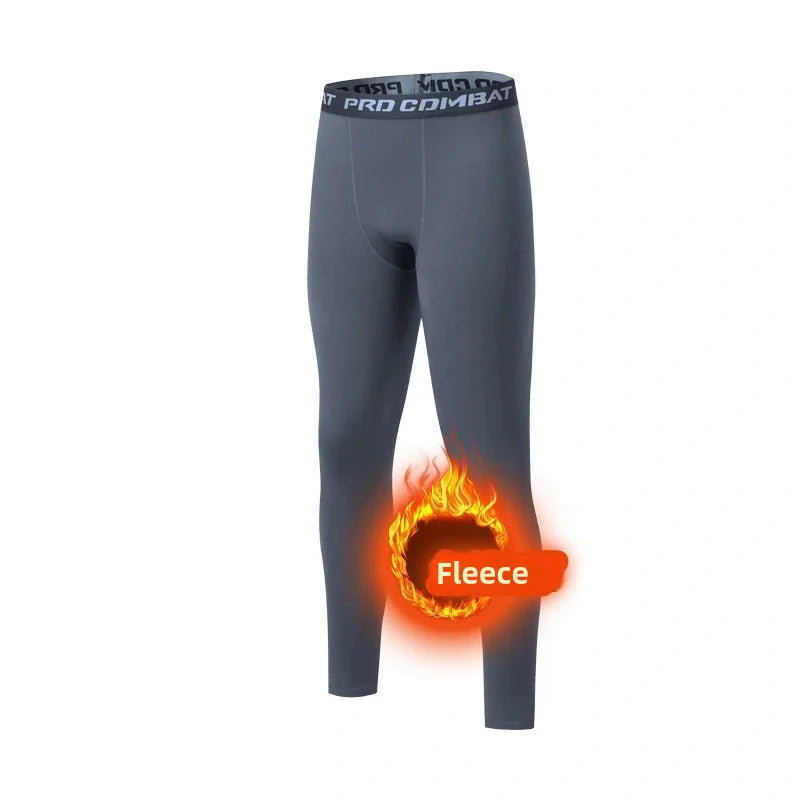 Winter Men's Thermal Underwear – Fleece Compression Tights & Warm Long Pants (3XL)