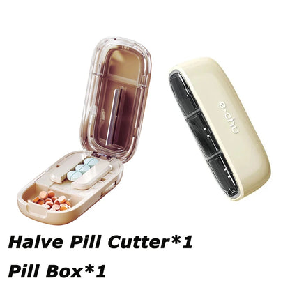 Newest Quartering Pill Cutter & Storage Box – Portable Dustproof Medicine Divider Organizer & Crusher