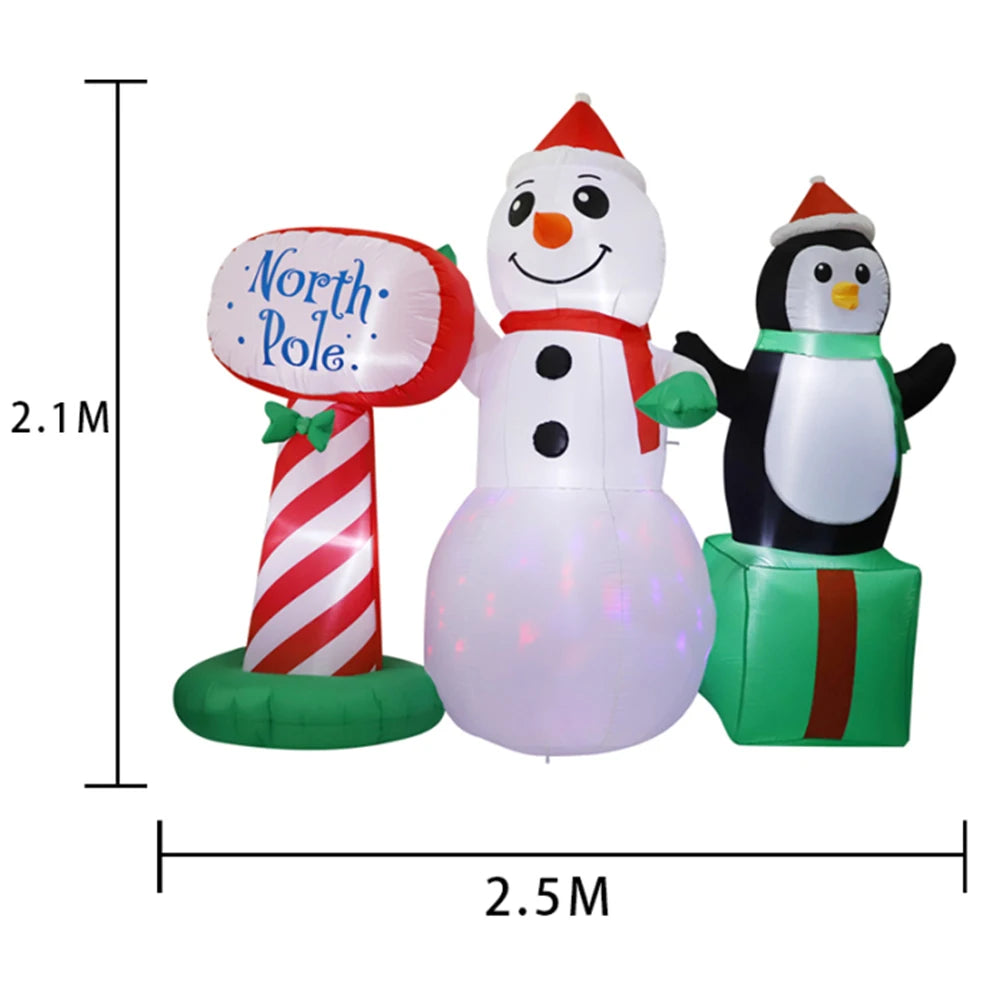 Christmas Inflatable Decoration – Glowing Snowman, Penguins & Santa Claus with Built-in LED for Indoor and Outdoor Xmas Party Yard