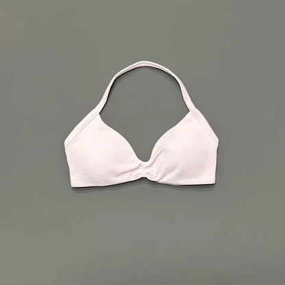 Histello Women’s Strappy Sports Bra - Seamless High-Support Yoga, Running and Workout Halter Top